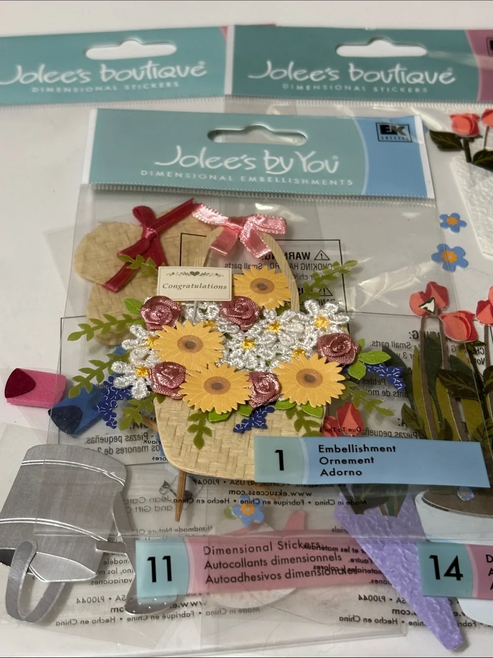 JOLEE’S Boutique Flower Embellishment Knitting Straw hat Grandma Embellishment